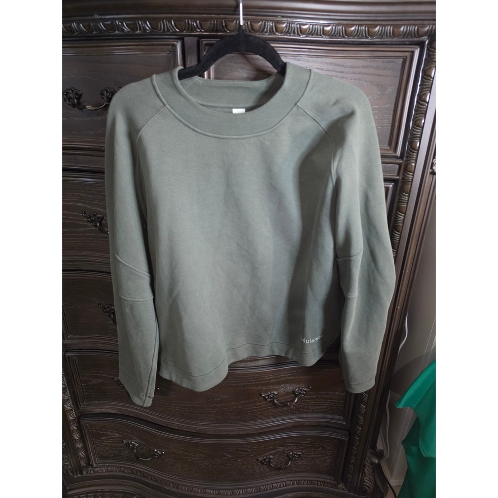 Lululemon Loungeful Cropped Crewneck Pullover Sweatshirt Green XS LW3JEXS